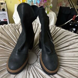 Free People  Black Lug Sole Heeled Boots